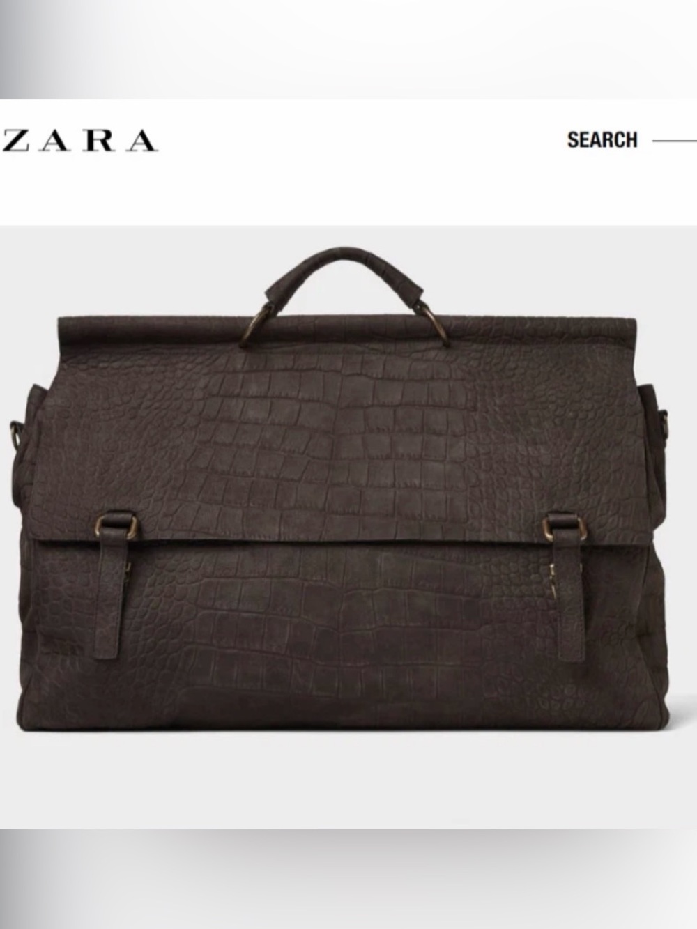 Elegant Black Crocodile-Embossed Leather Bag